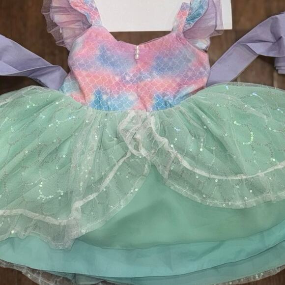 Oh Shana Handmade Mermaid Princess Dress 2T Sparkle Tulle Bow Built-In Petticoat - Picture 16 of 16